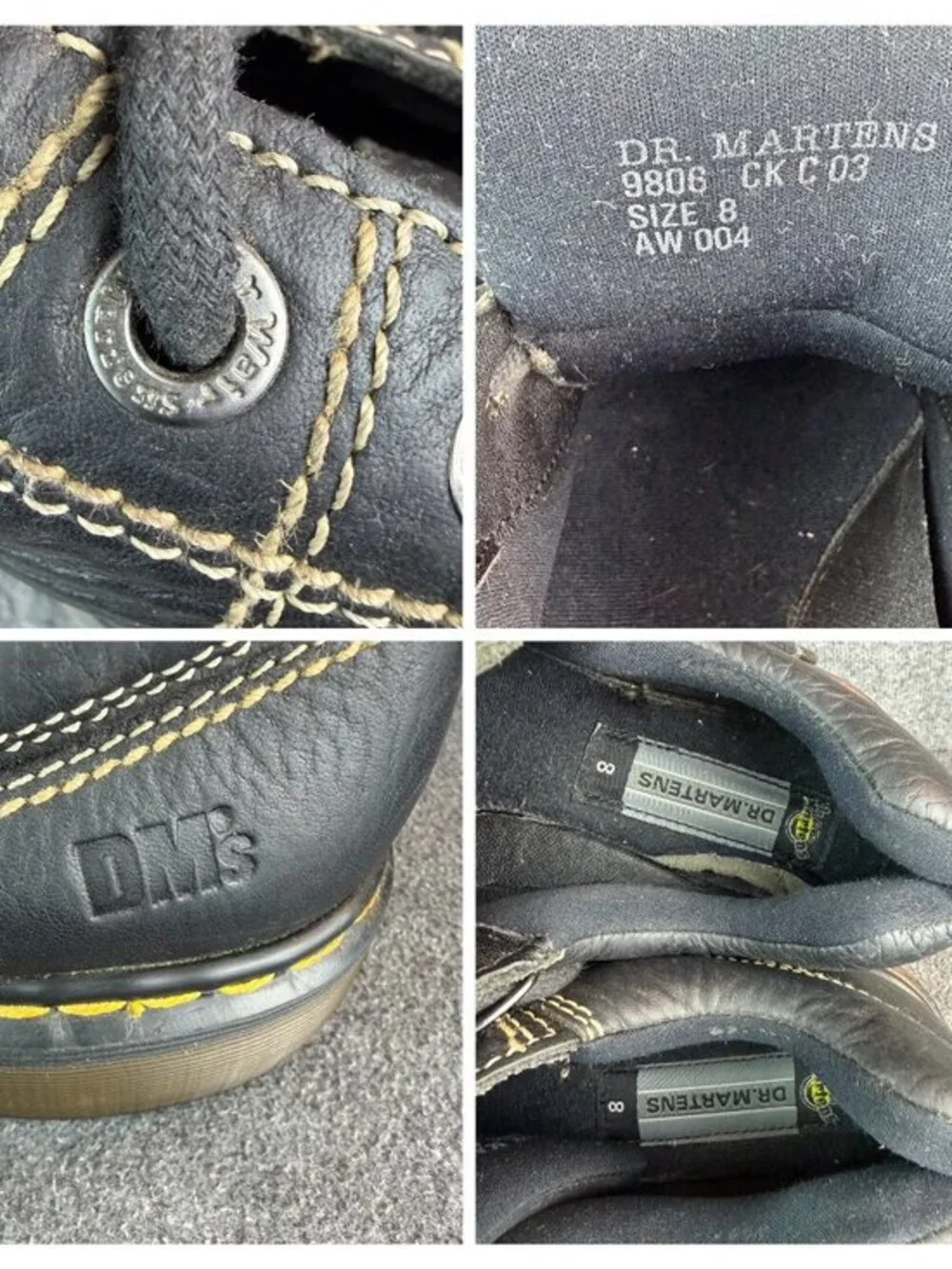 Vintage Y2K Dr. Martens Black Leather Derby Chunky Platform Shoes‎ Size 8